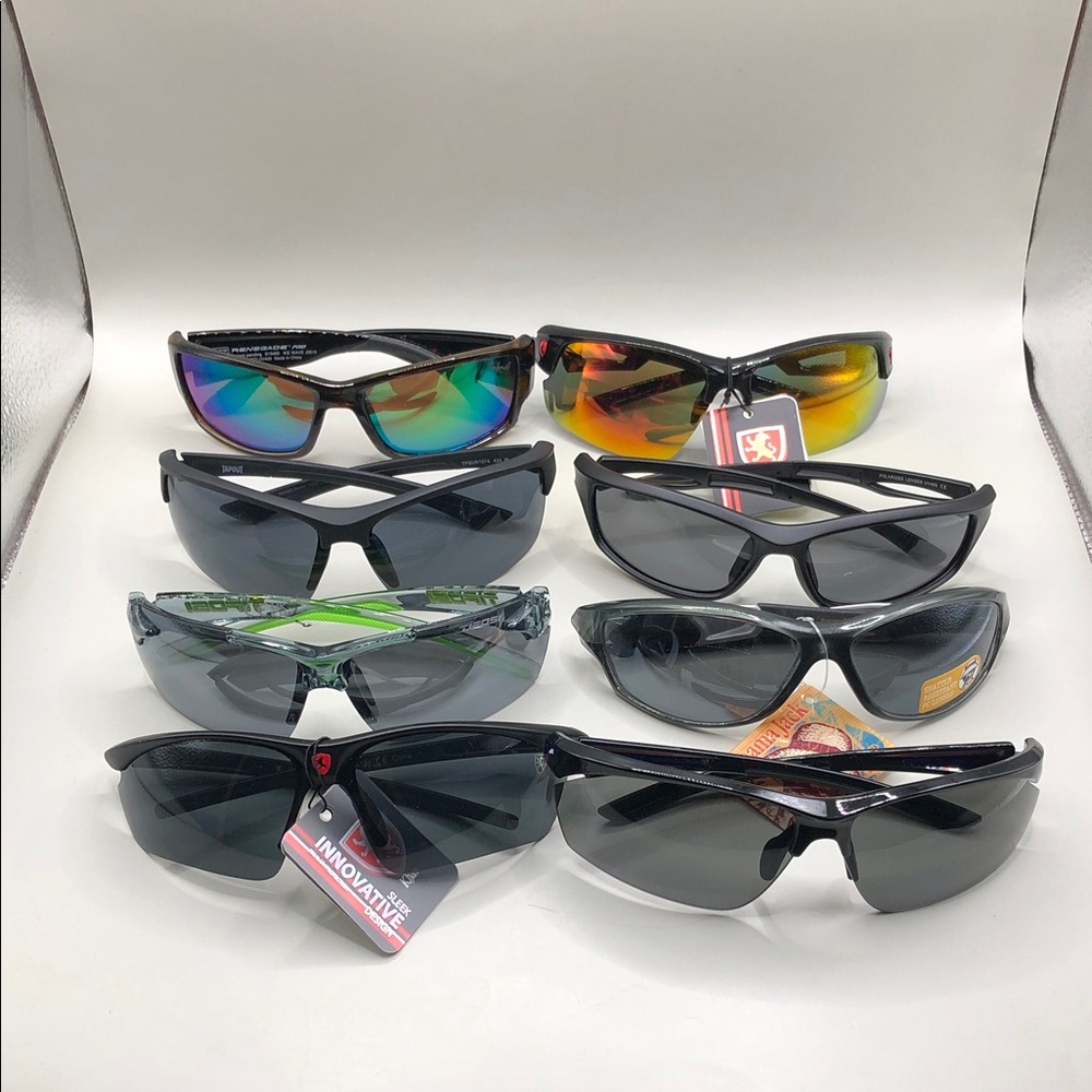 Huge lot 8 sporty active + wrap men's sunglasses variety of brands bundle.
